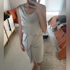 All Saints Silk-Like Silver Dress